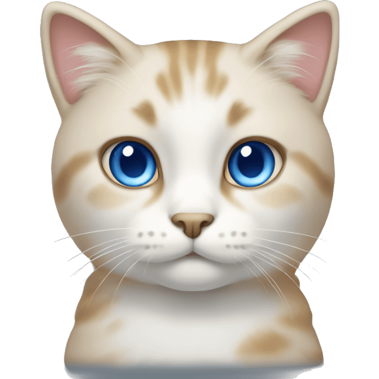 cat with white and beige fur and blue eyes face short hair emoji