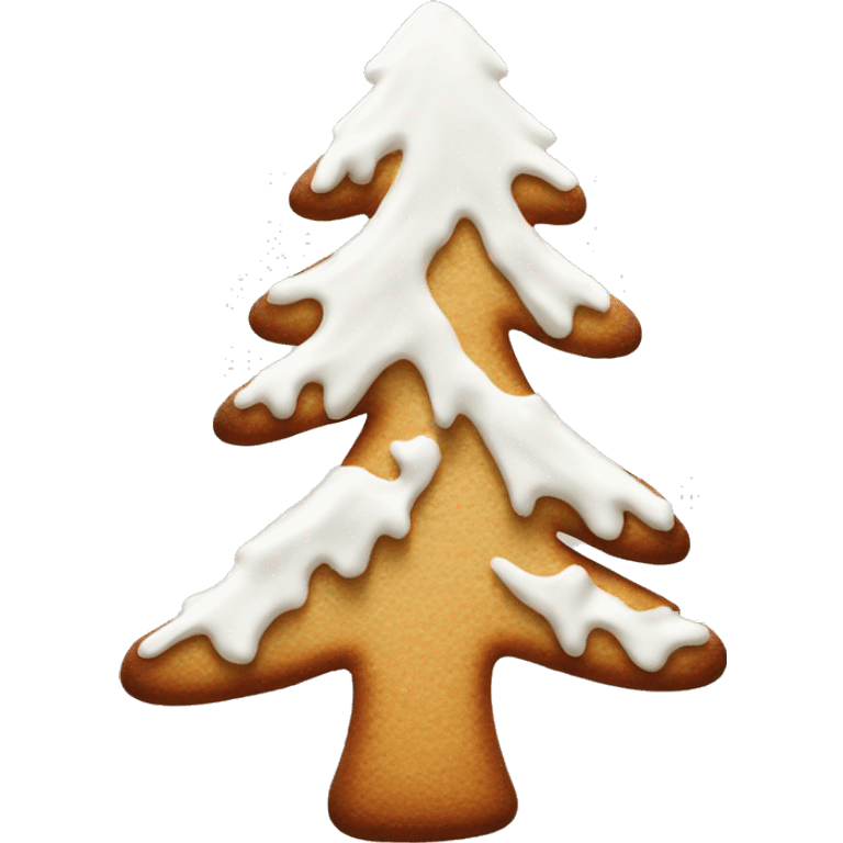 frosted gingerbread cookie shaped like a pine tree emoji