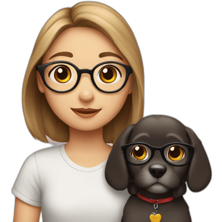 girl with glasses, boy, cat, dog, in love emoji