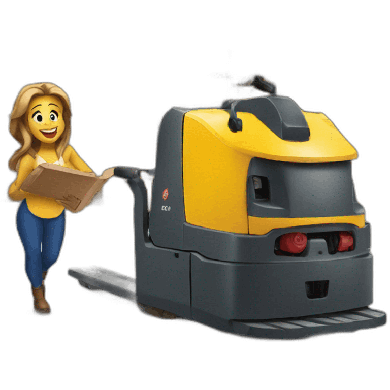 Beauty and the beast on a pallet truck emoji