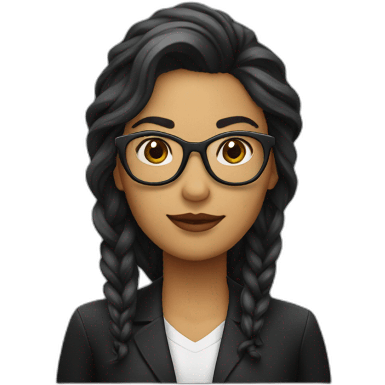 Mujer árabe mayor con gafas y con el pelo largo negro emoji