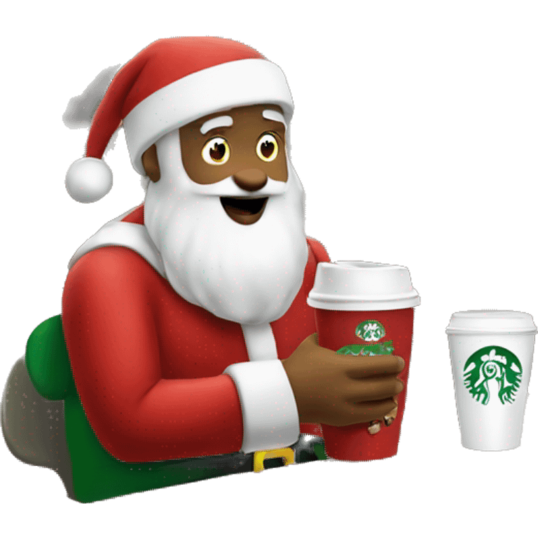 Santa Claus drinking Starbucks emoji