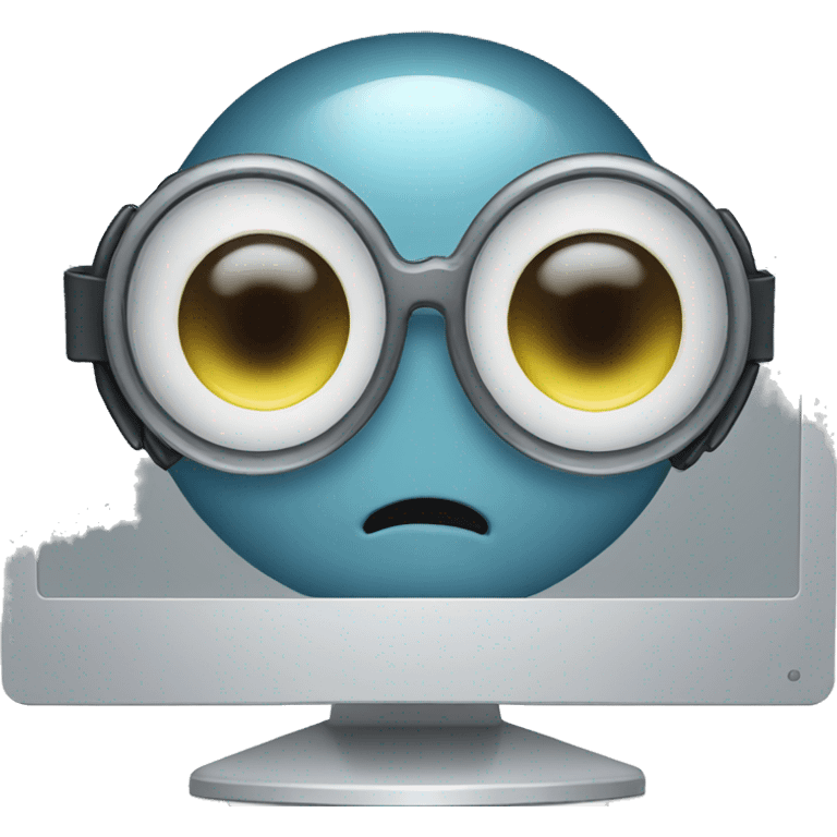 computer monitor with eyeball in the center wearing glasses emoji