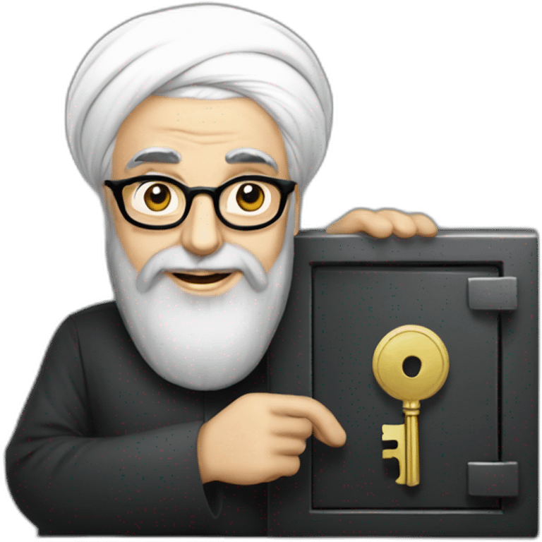 Hassan Rouhani with the key to the old safe emoji