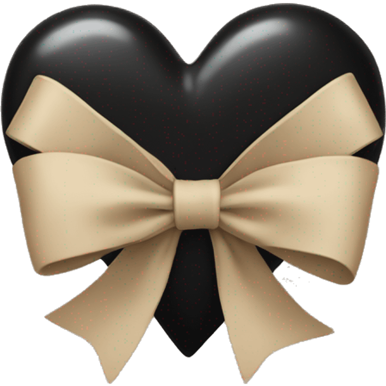 black heart with beige bow emoji