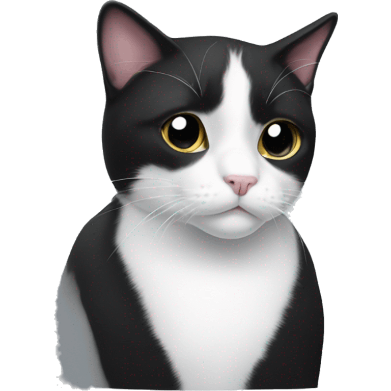 Black and white tuxedo cat with no white on the face emoji