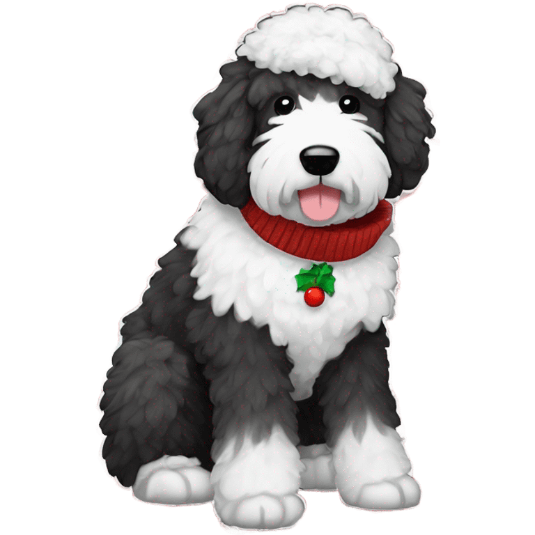 Sheepadoodle with Christmas sweater emoji