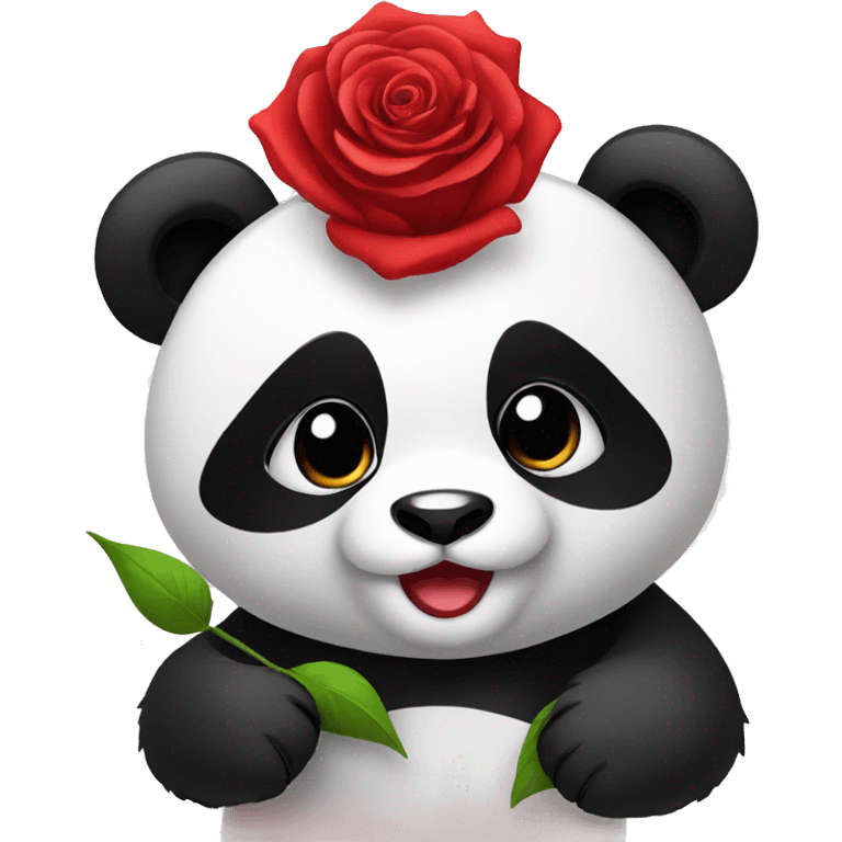 Panda with rose emoji