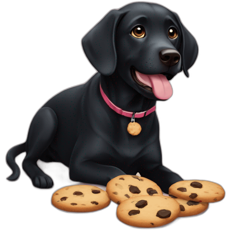 Black labrador that eat cookies and says food emoji