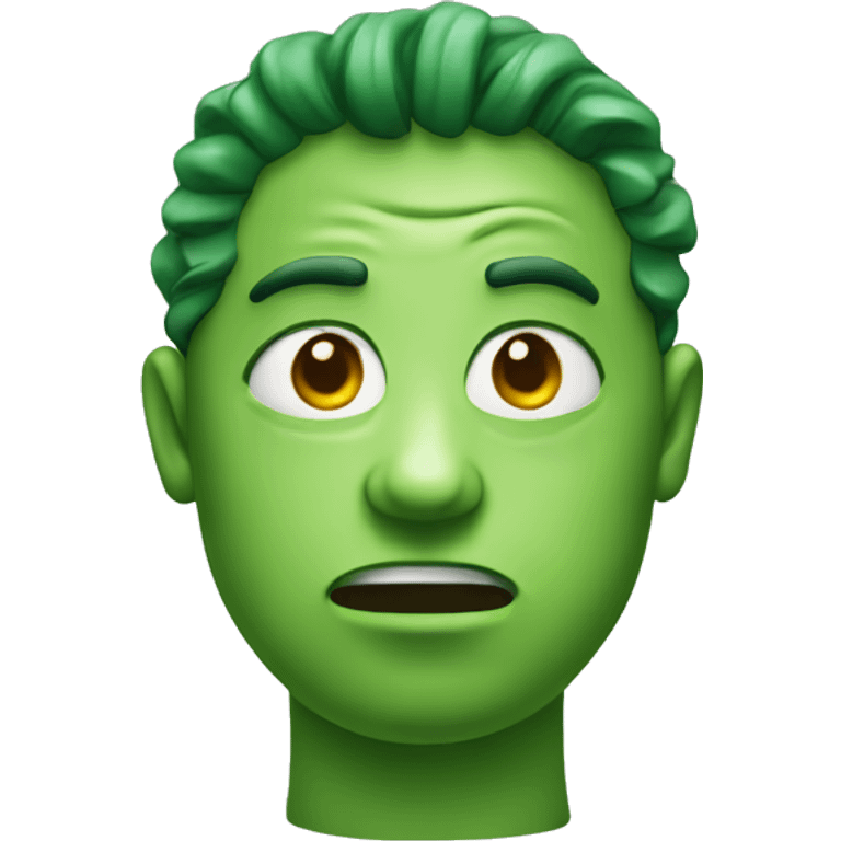 green face with furrowed brows, eyes roll up, mouth twists emoji