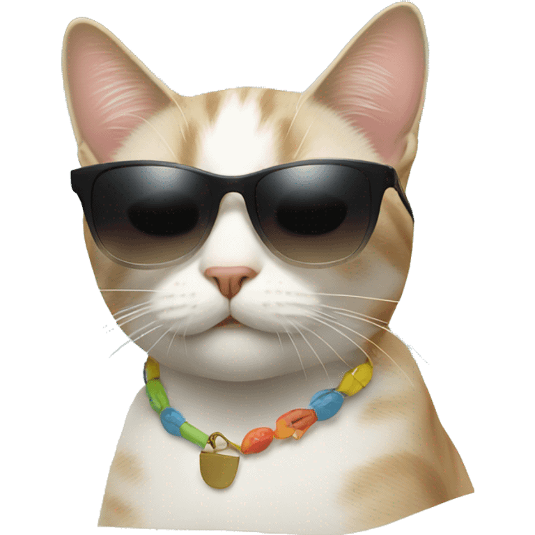 cat with sunglasses at the beach emoji