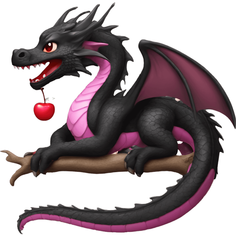 Sweet black Dragon with Cherry Blossom emoji