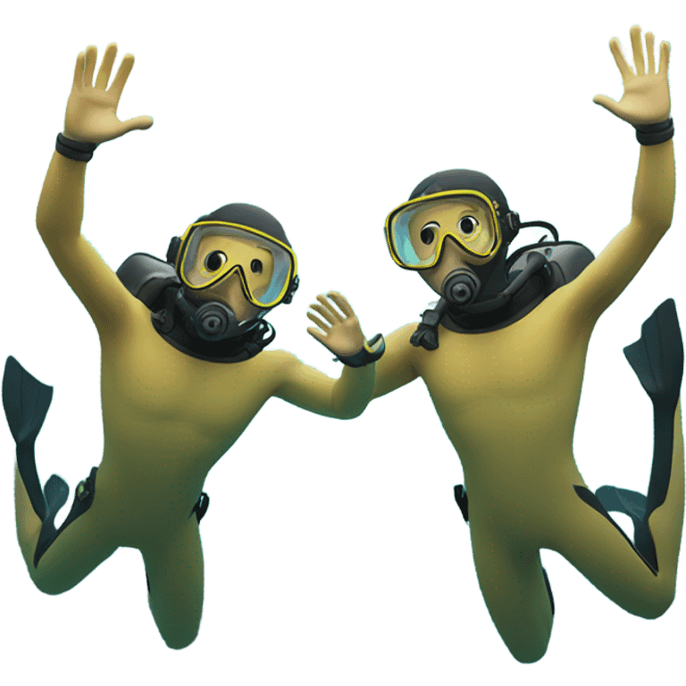 Two divers doing a high five underwater  emoji