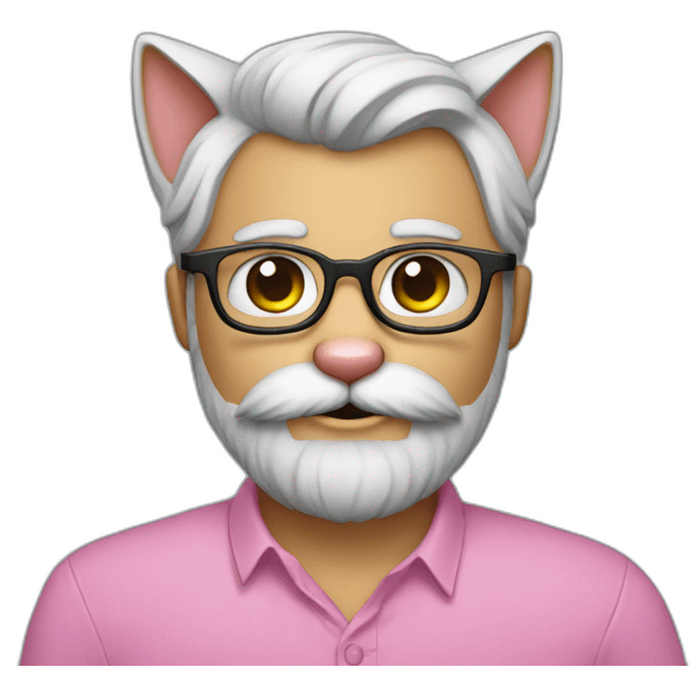 bearded cat man with glasses and pink shirt emoji