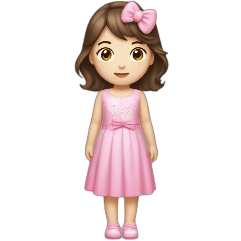 hello kitty asian girl with brown hair and pink dress emoji