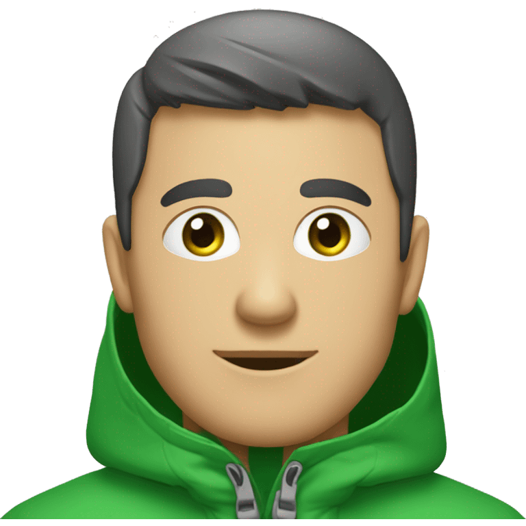 homme en cagoule avec les yeux vert  emoji