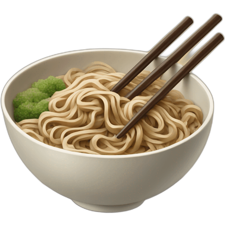 bowl of japanese buckwheat soba noodles with chopsticks emoji