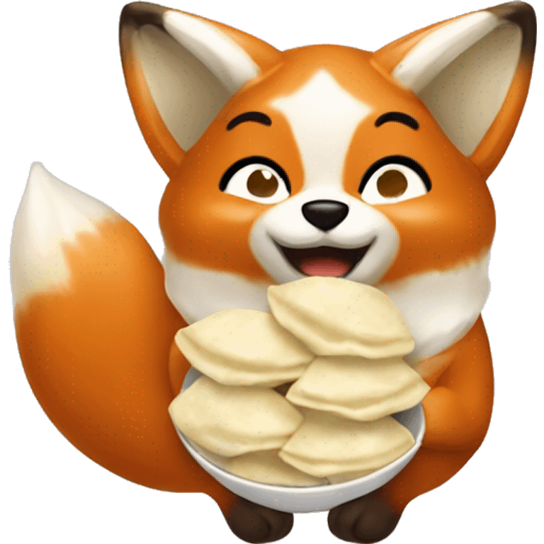 Fox eat dumplings with sour cream  emoji