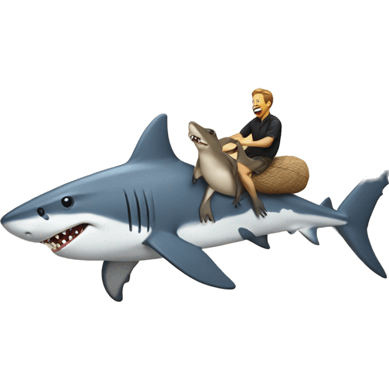 shark riding a kangaroo  emoji