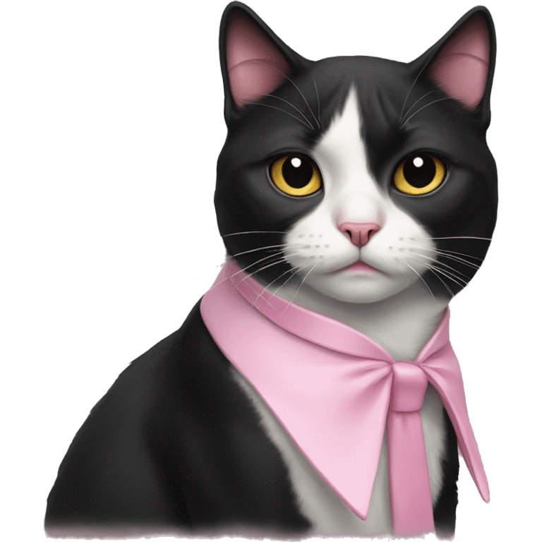 tuxedo cat looking sad and crying girl cat pink collar emoji