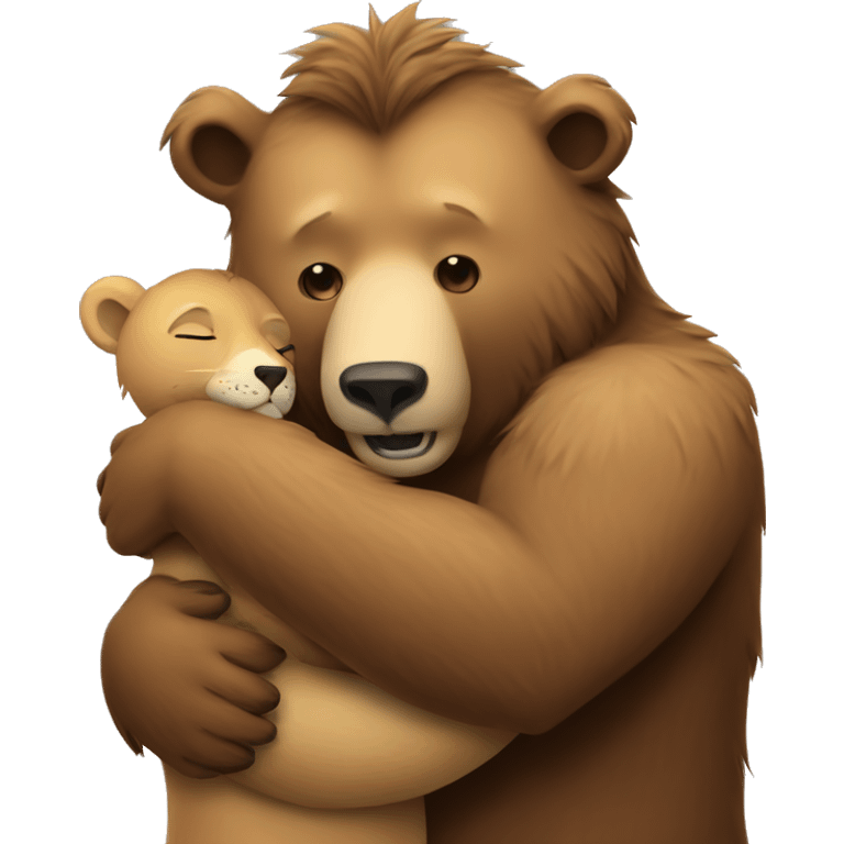 Grizzly bear hugging a lion emoji