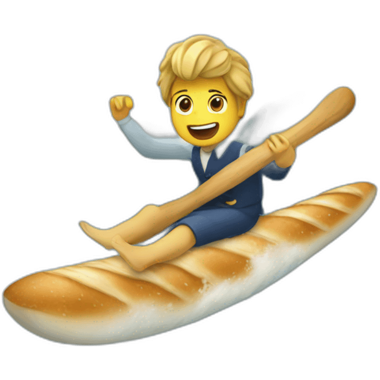 French baguette riding a wave emoji