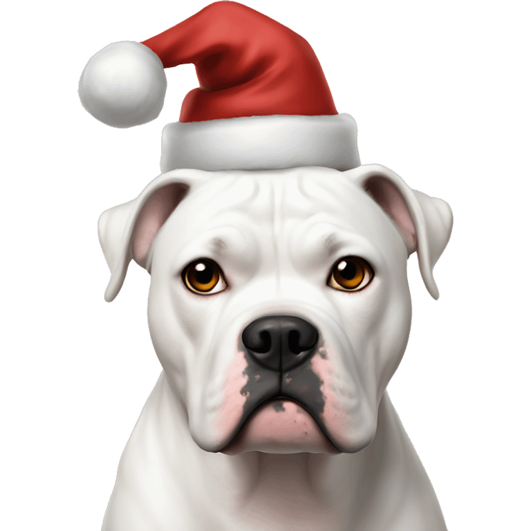 Santa White American bulldog glaring emoji