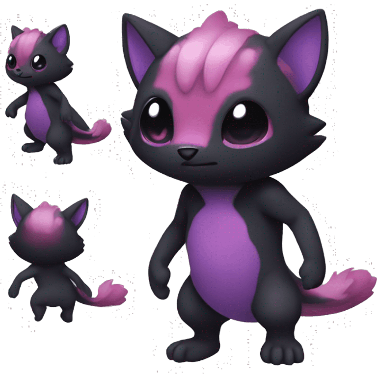 Cute cool dark black red purple animal hybrid Fakemon full body emoji