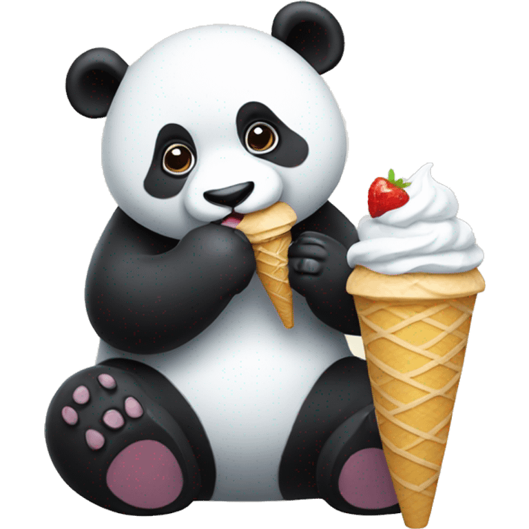 Panda eating ice cream emoji