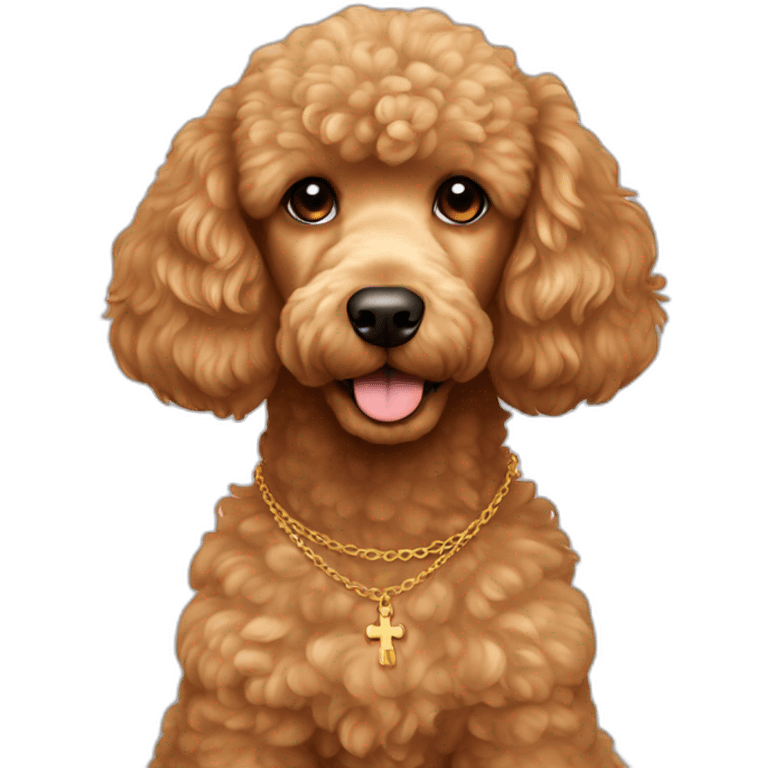 Light Brown golden poodle with cross necklace emoji