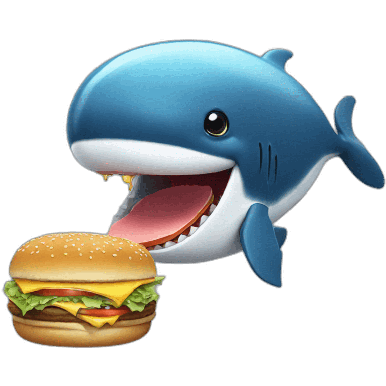 Whale eatin a burger emoji