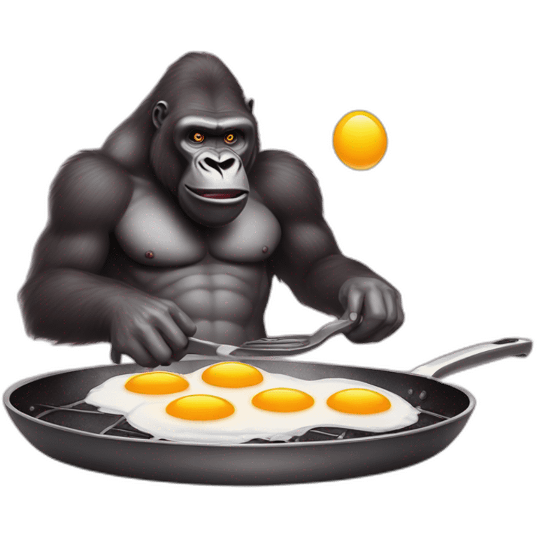 Buff Gorilla frying eggs on a pan emoji