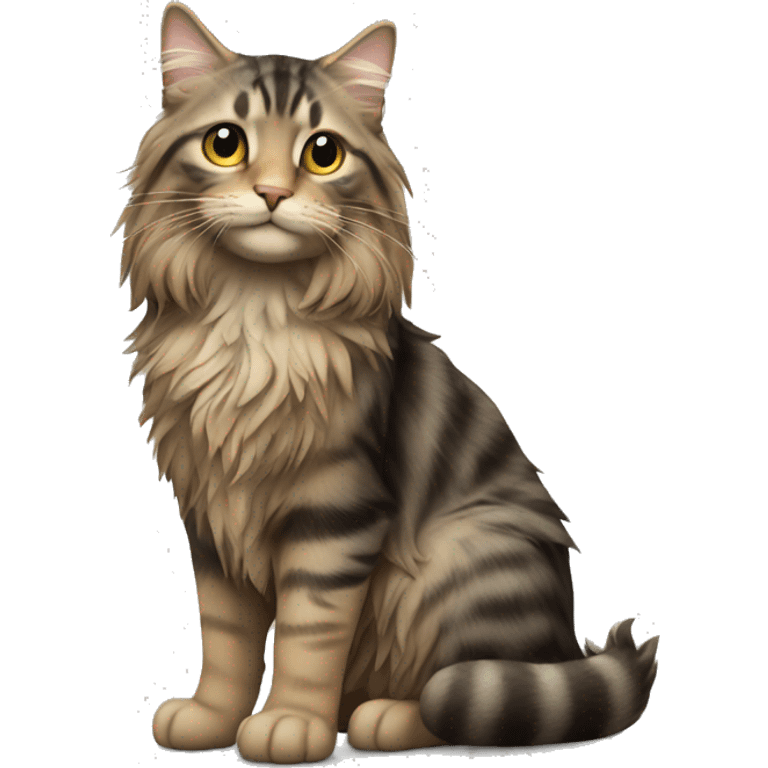 a long haired tabby full body emoji