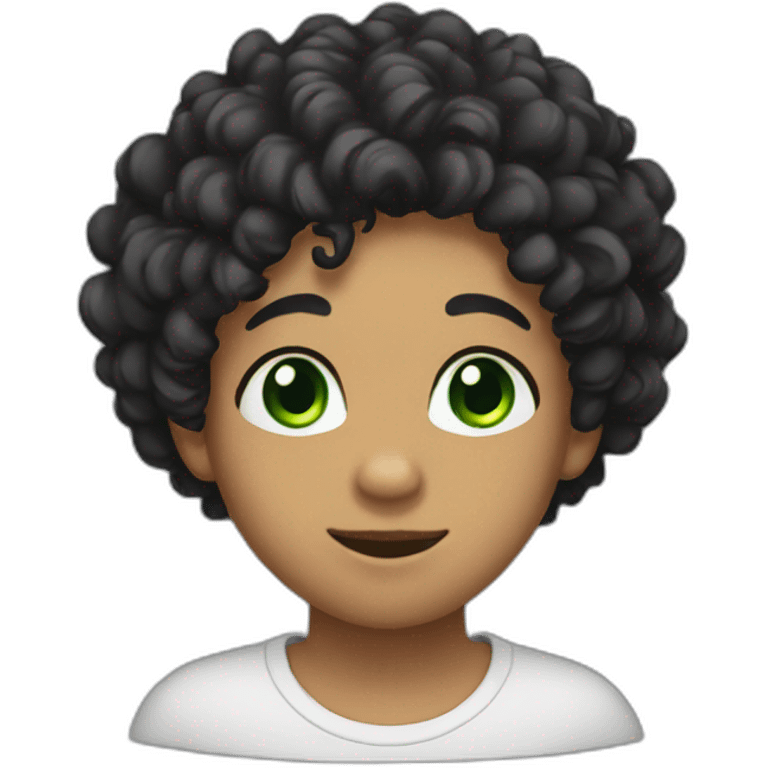 Bear with light green eyes and black curly hair emoji