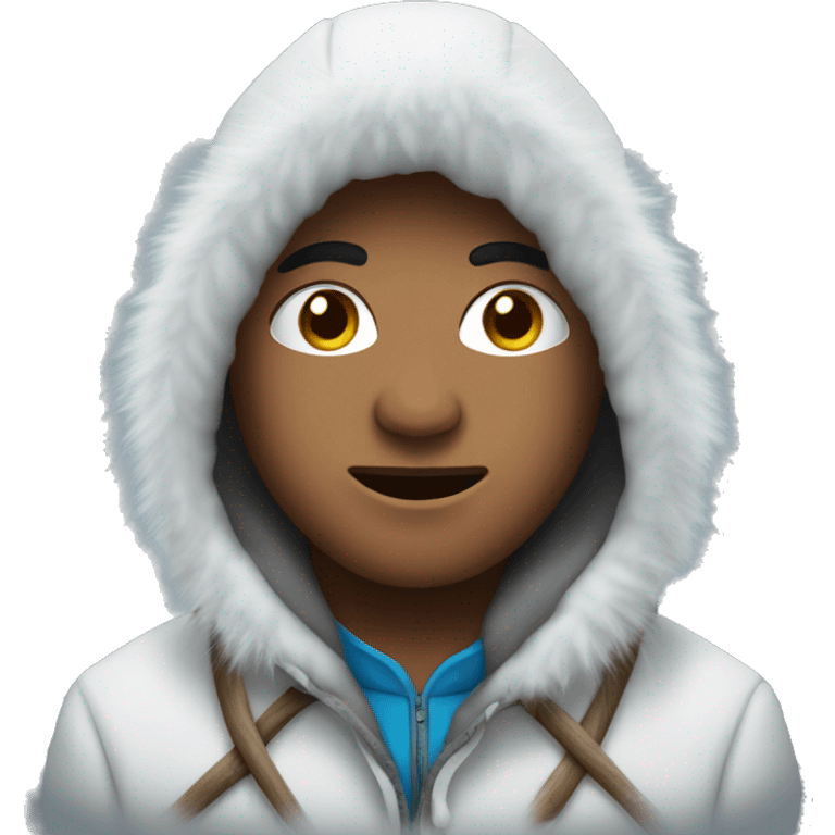 Eskimo in a hood covered with snow emoji