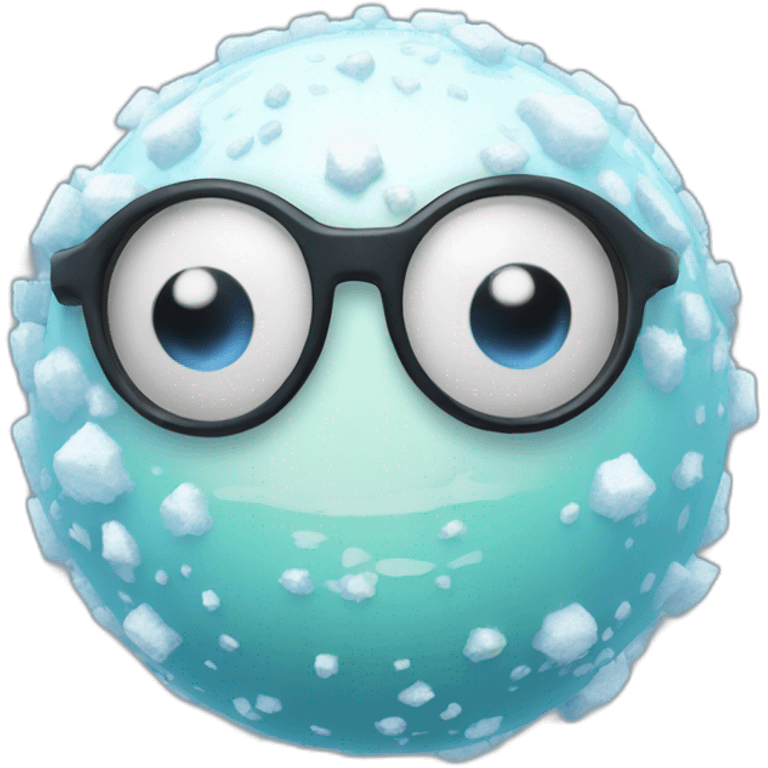 3d sphere with a cartoon elite snow Slime skin texture with four eyes emoji