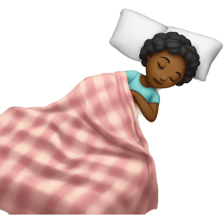 Girl sleeping with blankets on bed emoji