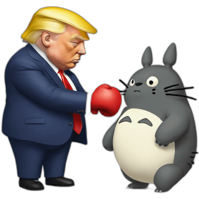 Totoro boxing with trump emoji