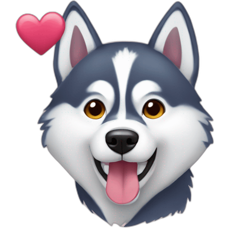 husky con un corazon emoji