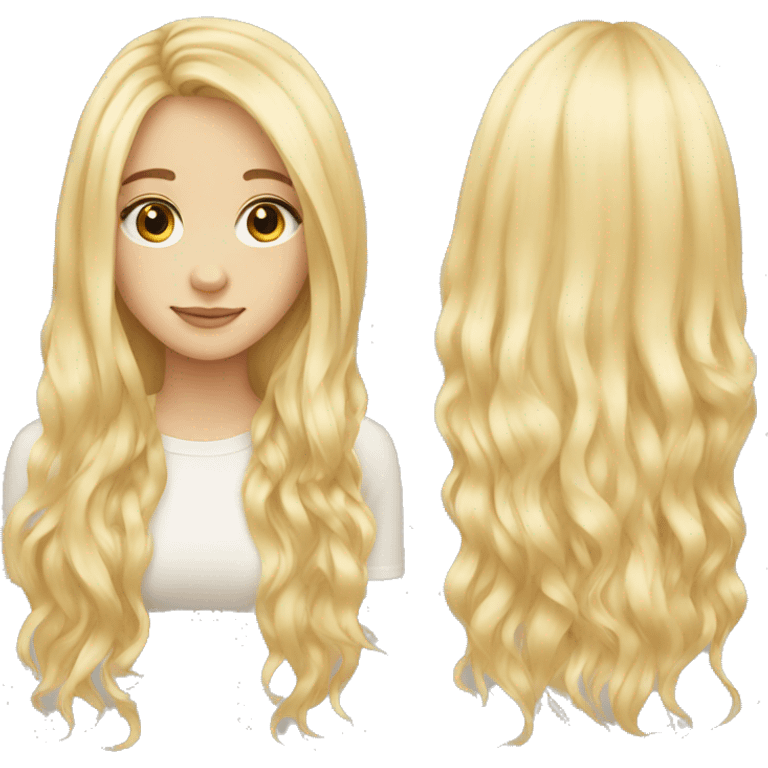 blonde long hair girl drawing emoji