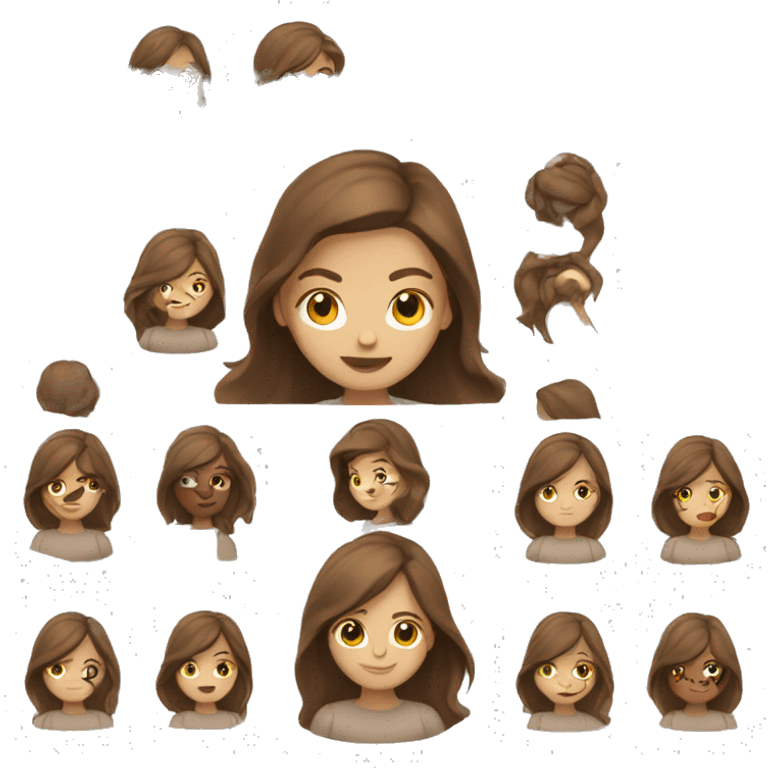 Medium long brown hair woman emoji