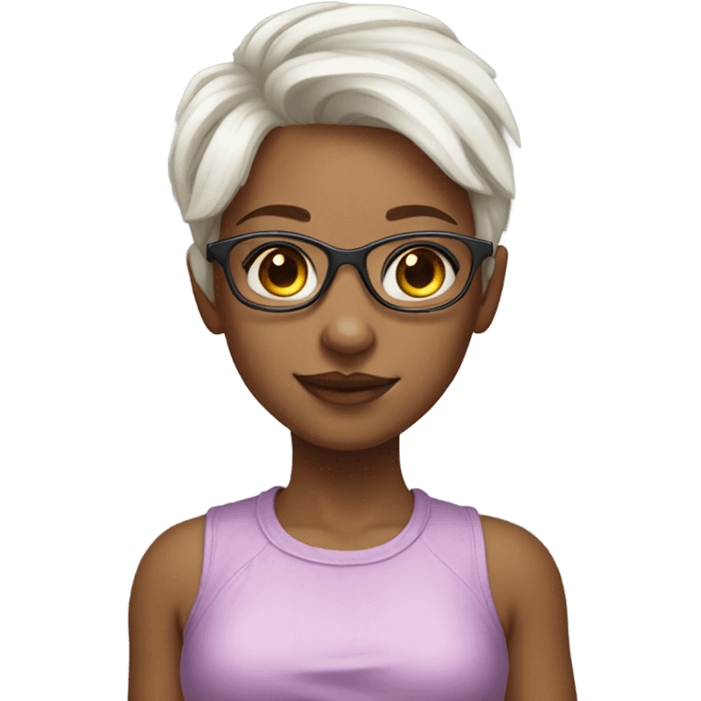 girl in glasses rainbow hair portrait white girl short hair emoji