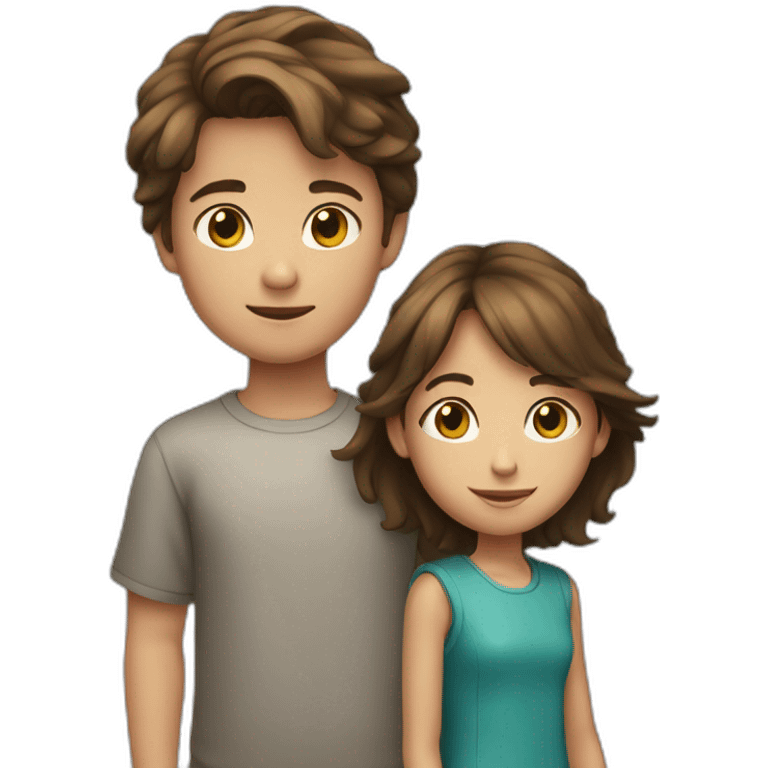 Young boy with girl-like, brown hair, 10 years old emoji