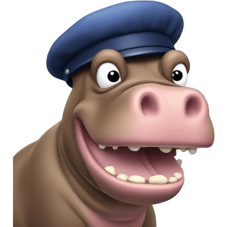 French hungry hungry hippo with mustache and beret  emoji