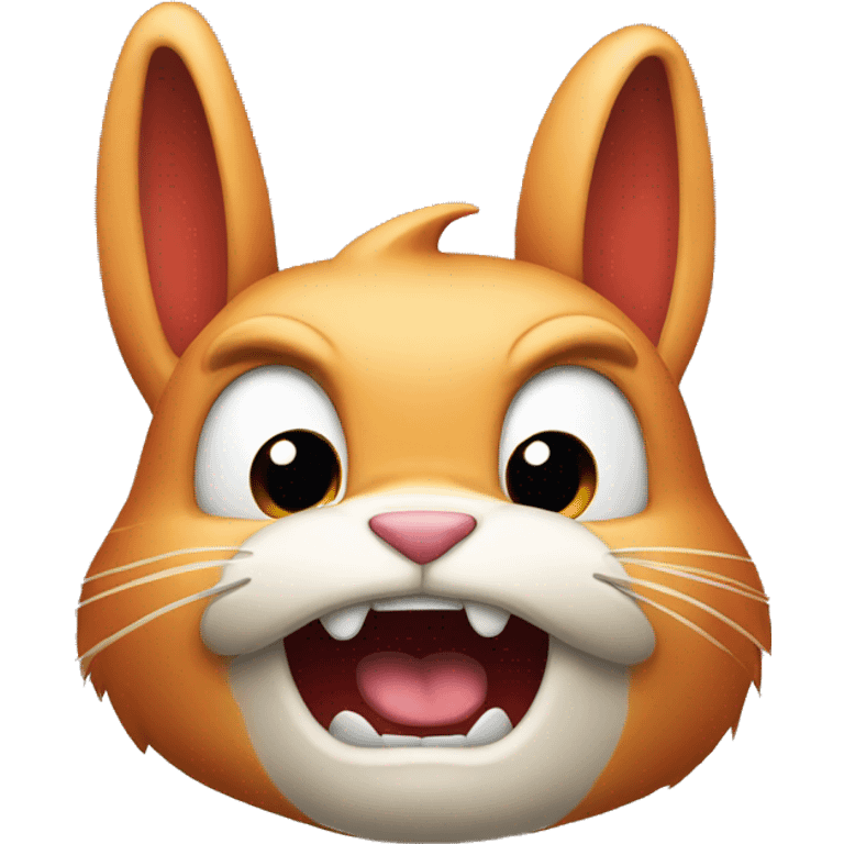 an angry fiery bunny emoji