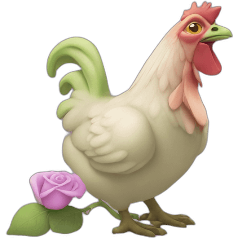 Shrek rose avec un poulet violet emoji