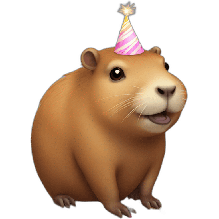 Capybara holding a birthday cake emoji