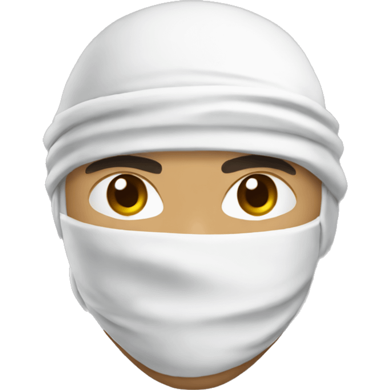 white ninja emoji with midtone skin emoji