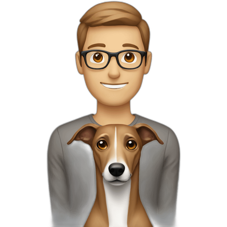 Brown Greyhound with man light Brown Hair and glasses emoji