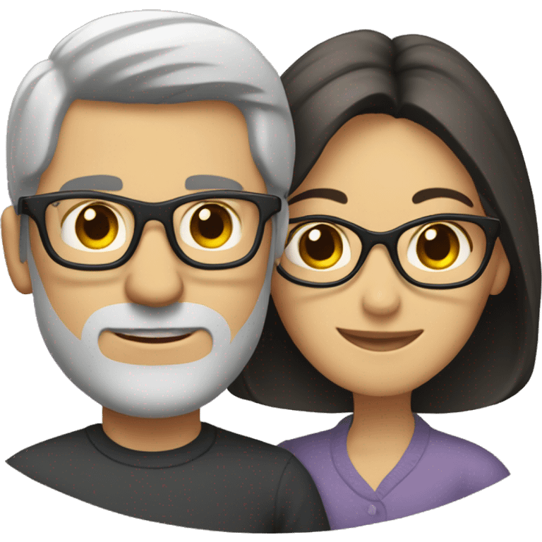 Caucasian couple with dark hair and glasses emoji